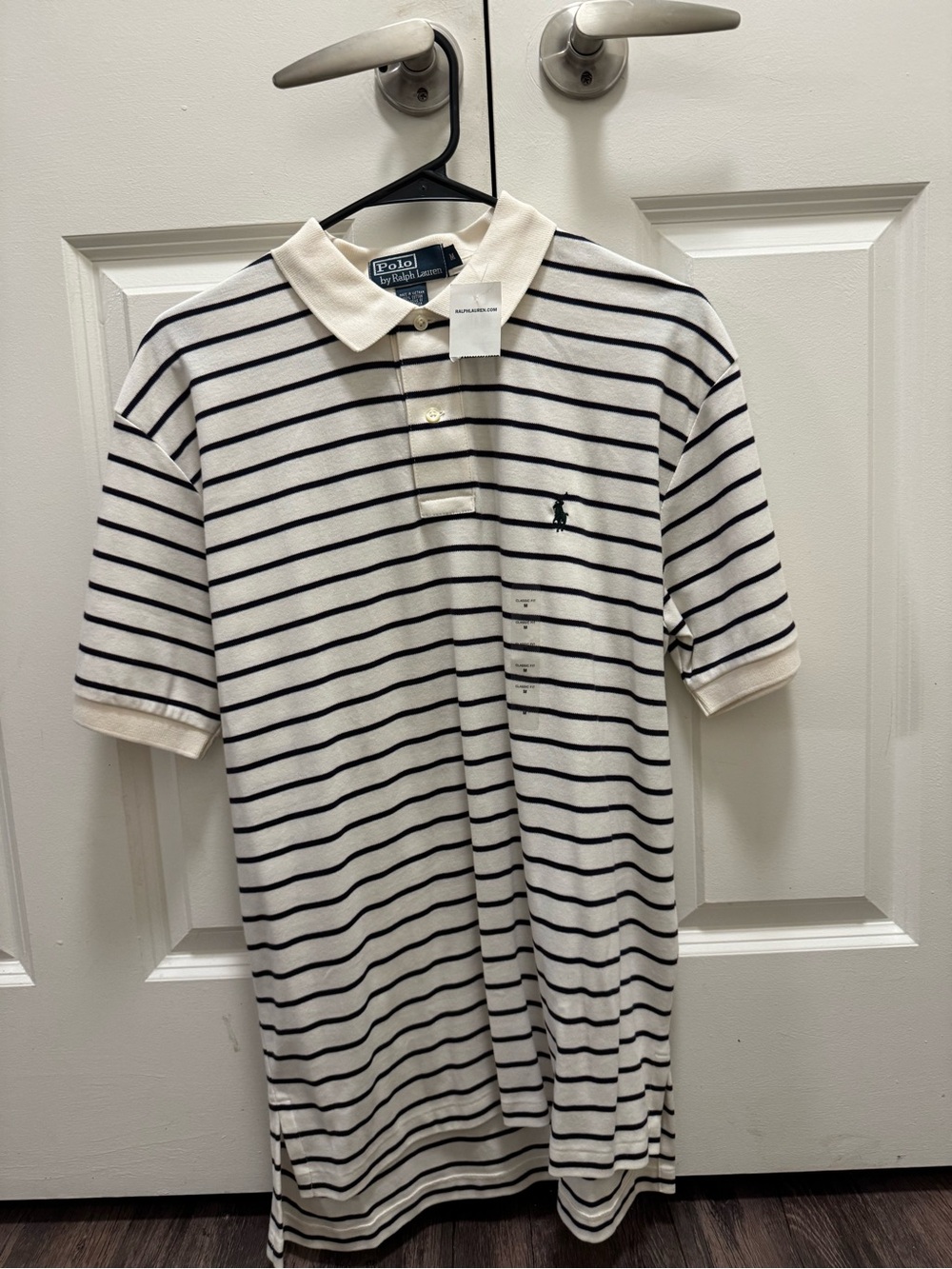 Polo by Ralph Lauren Cream & Navy Striped Classic Polo